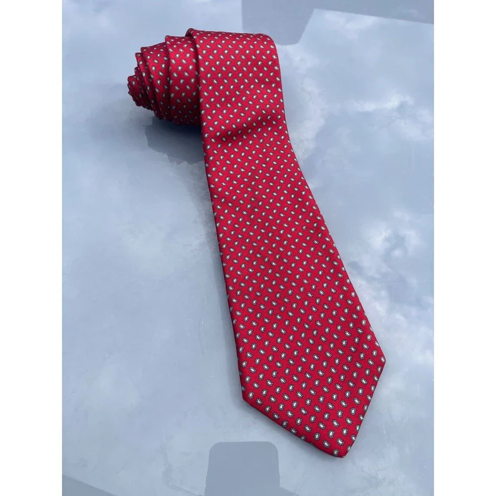 Mens Vintage YVES SAINT LAURENT Red Silk Neck